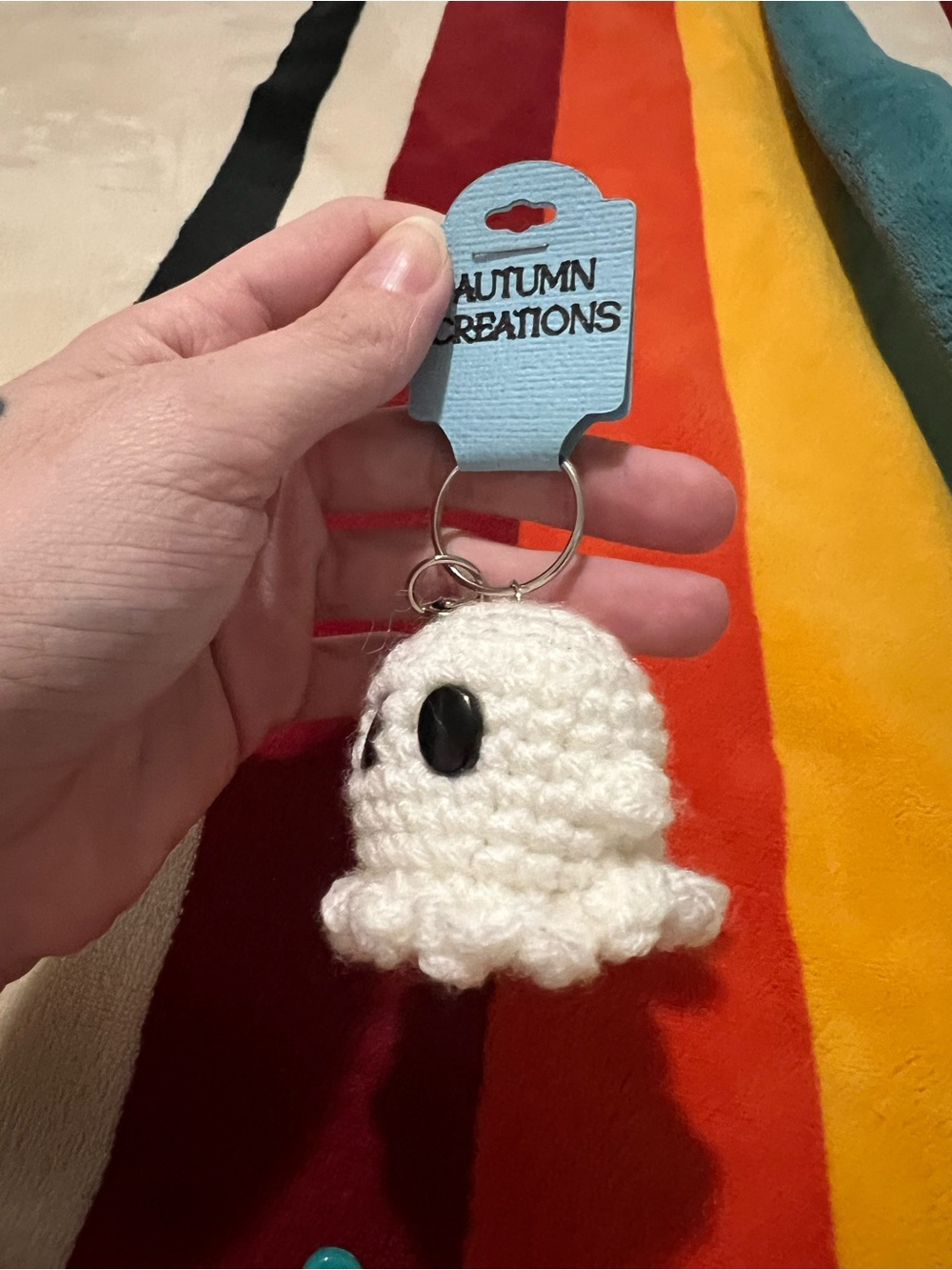 Crocheted Ghost Keychain 👻 - Picture 2 of 5